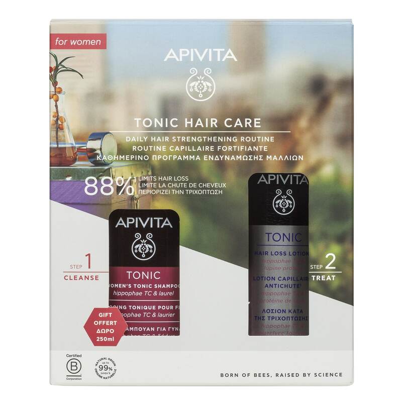 APIVITA - PROMO PACK HAIR STRENGTHENING ROUTINE FOR WOMEN TONIC Λοσιόν κατά της τριχόπτωσης - 150ml ΜΕ ΔΩΡΟ Shampoo - 250ml